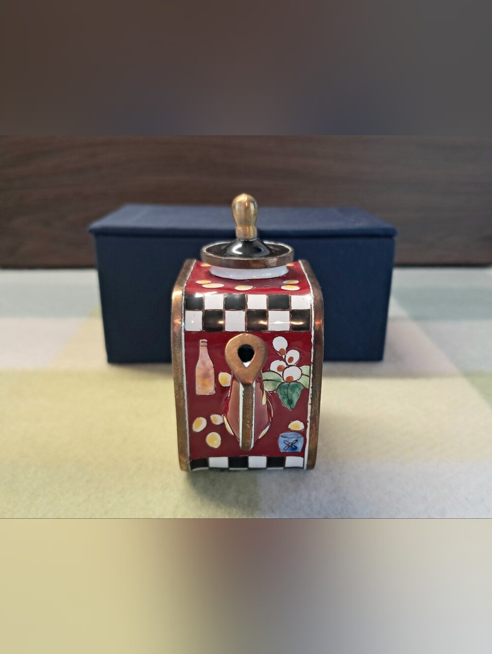 Charlotte Di Vita Trade+Aid Miniature Copper Enamel Teapot 610 Red Matisse - Picture 5 of 7